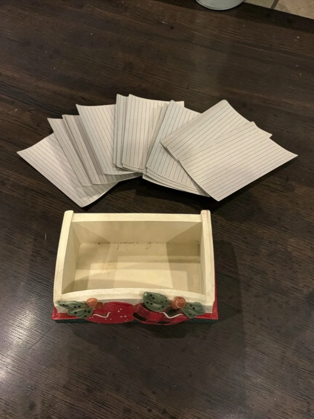 EUC Vintage Applejack Ingleman Designs Porcelain Recipe Card Box W/ Unused Cards